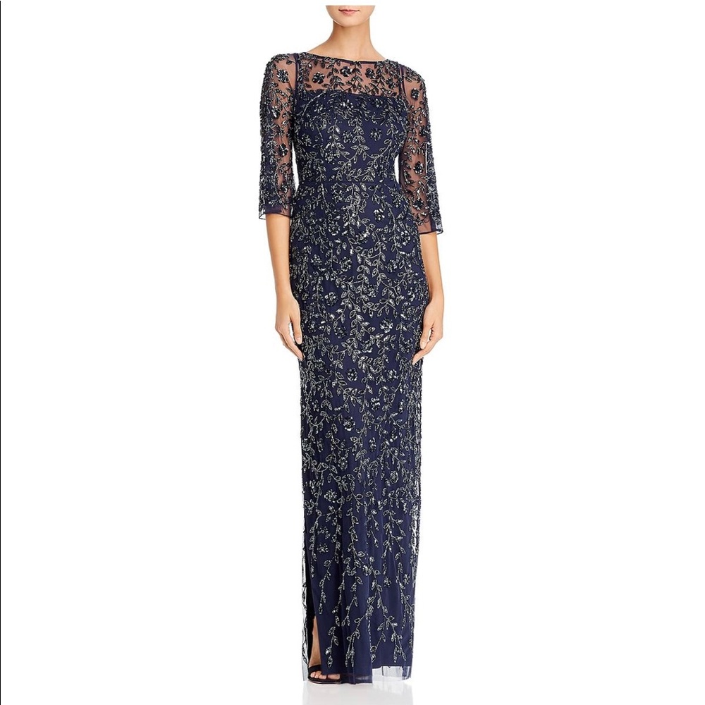 Aidan Mattox - Embellished Three-Quarter-Sleeve Gown | SIZE 2